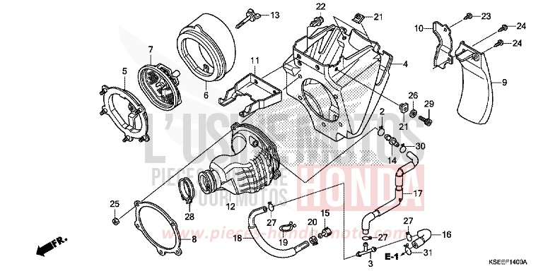 FILTRE A AIR de CRF150R "Grandes Roues" EXTREME RED (R292) 2013